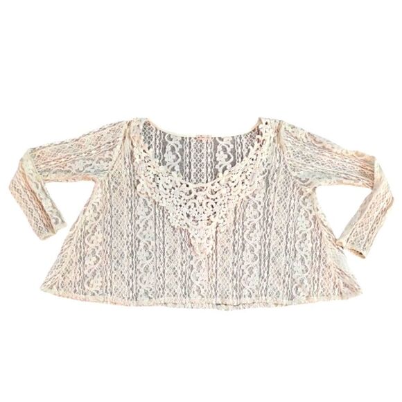 Hollister Tops - EC HOLLISTER BOHO CREAM LACE LONG SLEEVE CROP TOP. SZ. XL